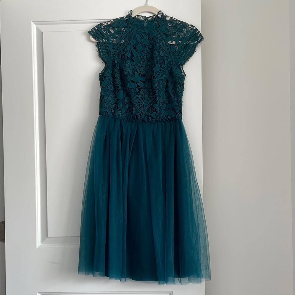 Chi Chi London Teal Lace Dress